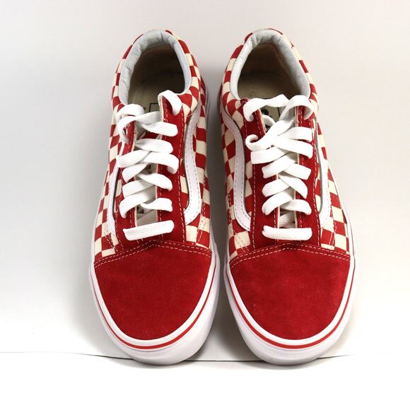 Vans Old Skool red white checker canvas and suede sneakers size women's 7 - Picture 3 of 5